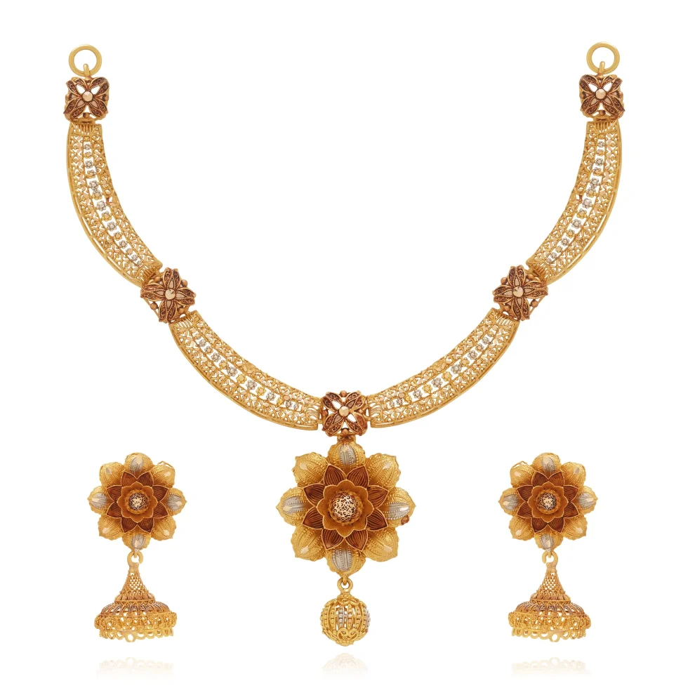 Lotus Royale Necklace Set - Gold Necklace - 12