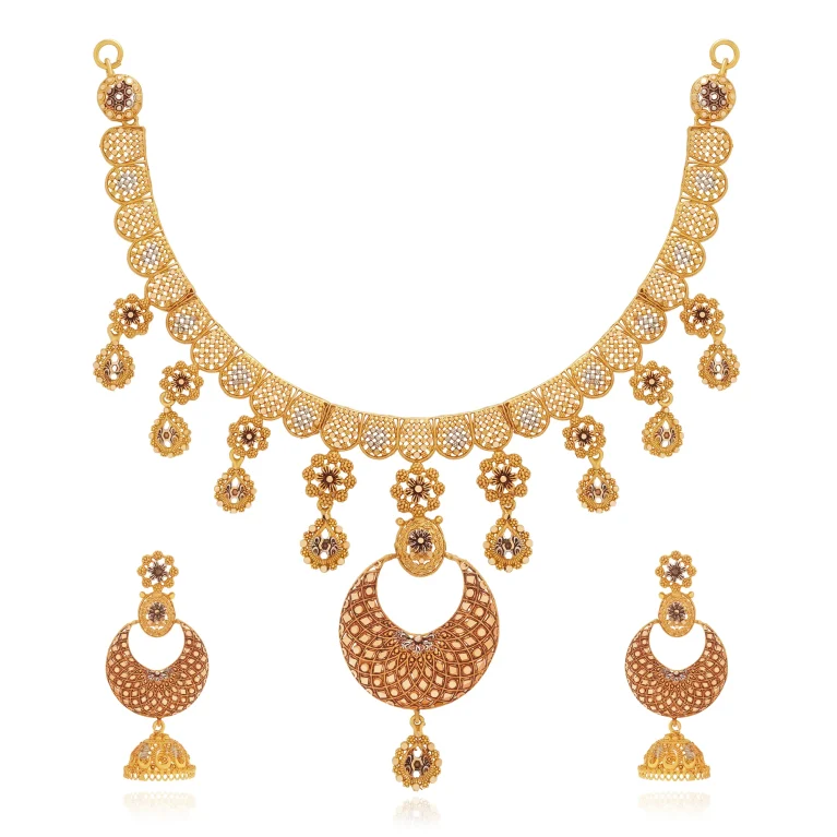 Zayra Cascade necklace Set - Golden Necklace - 22